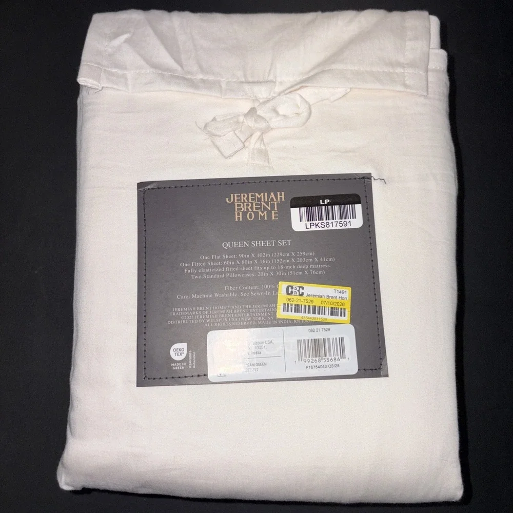Jeremiah Brent Home Cotton Sateen Weave  4 Piece Sheet Set Size Queen